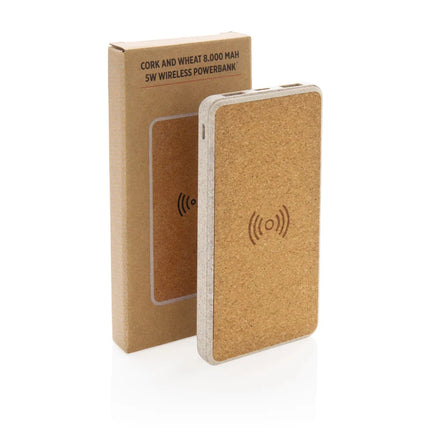 Cork and Wheat Straw 8.000 mAh 5W wireless powerbank - hospitality