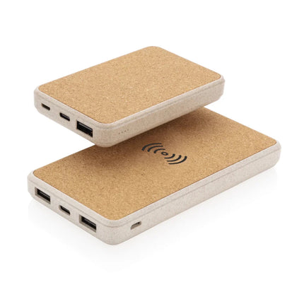 Cork and Wheat Straw 8.000 mAh 5W wireless powerbank - hospitality