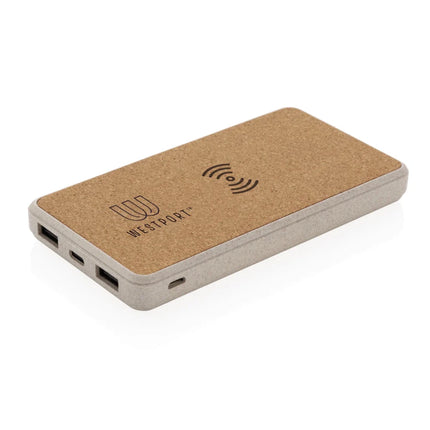 Cork and Wheat Straw 8.000 mAh 5W wireless powerbank - hospitality