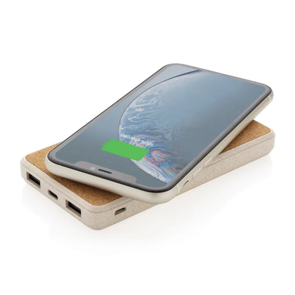 Cork and Wheat Straw 8.000 mAh 5W wireless powerbank - hospitality
