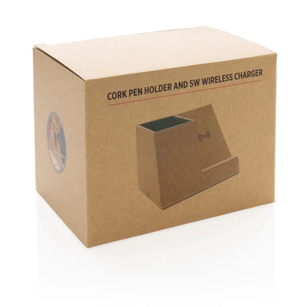 Cork pen holder and 5W wireless charger - hospitality