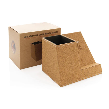 Cork pen holder and 5W wireless charger - hospitality
