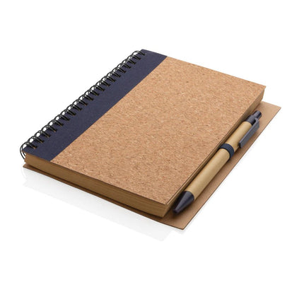 Cork spiral notebook with pen - hospitality