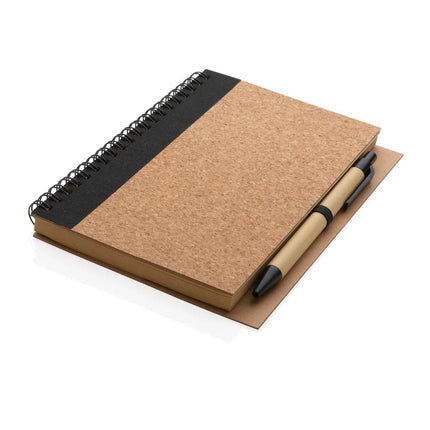 Cork spiral notebook with pen - hospitality