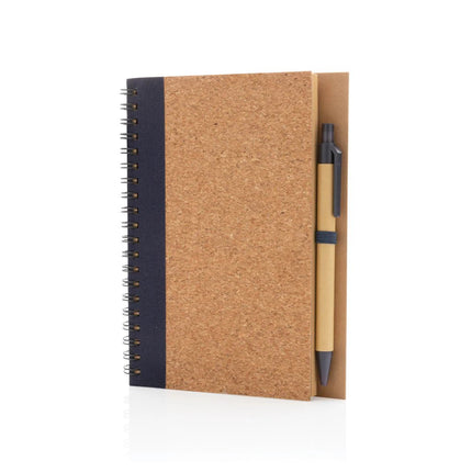 Cork spiral notebook with pen - hospitality