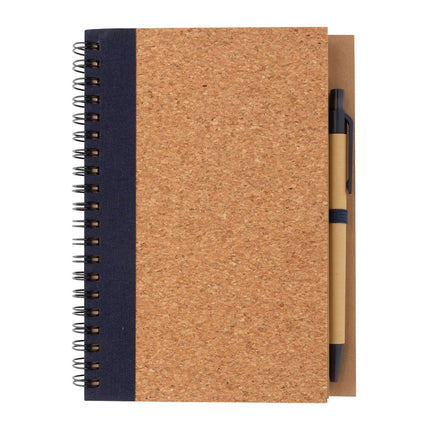 Cork spiral notebook with pen - hospitality
