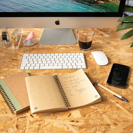 Cork spiral notebook with pen - hospitality