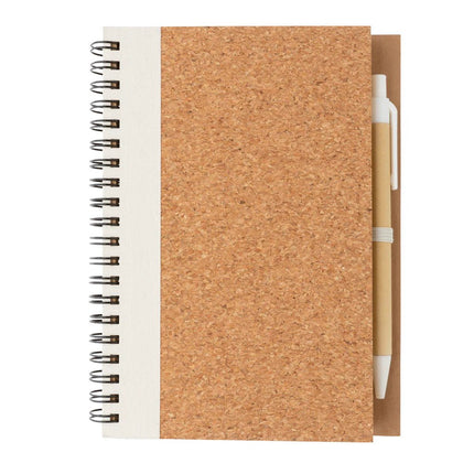 Cork spiral notebook with pen - hospitality