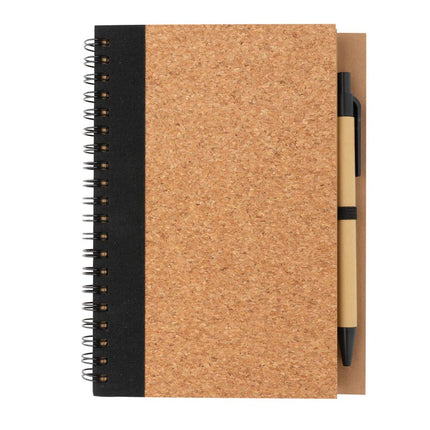 Cork spiral notebook with pen - hospitality