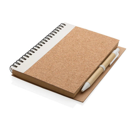 Cork spiral notebook with pen - hospitality