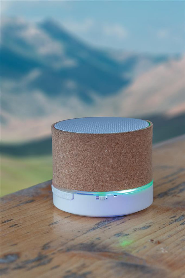 Pack of 25 Custom Wood Designs 3W wireless cork speakers with sleek, natural wood finish and compact portable design.