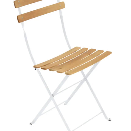 Fermob Bistro Natural folding chair with green wooden seat and metal frame
