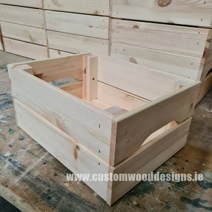 Small pine wood crate from pin with custom laser branding