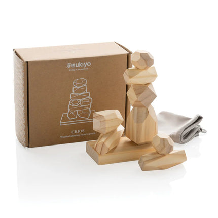 Crios wooden balancing rocks in pouch - hospitality