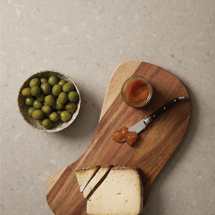 Set of 25 acacia serving platters by Custom Wood Designs, 2x20x35 inches, ideal for food presentation and serving.
