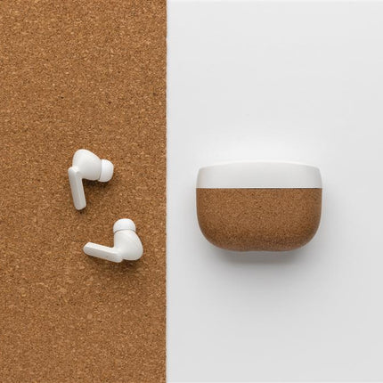 Recycled plastic and cork earbuds pack of 25 Custom Wood Designs __label: Multibuy customwooddesignscorkearbuds