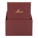 Wine red leather-style menu holder with your logo – CWDH