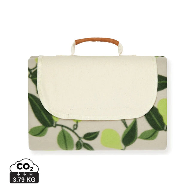 Day Collection GRS RPET Picnic Blanket In Plush Fleece With Cotton Canvas And Faux Leather Trim - hospitality
