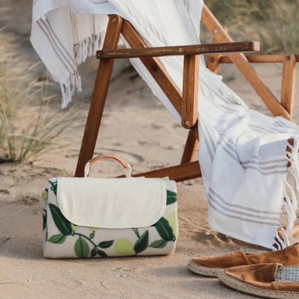 Day Collection GRS RPET Picnic Blanket In Plush Fleece With Cotton Canvas And Faux Leather Trim - hospitality