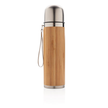 Set of 25 bamboo vacuum travel bottles, 400ml capacity, durable stainless steel, eco-friendly design by Custom Wood Designs.