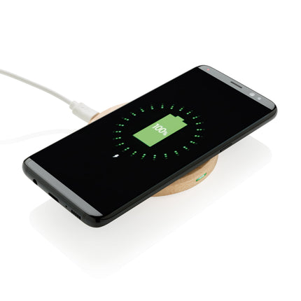 Set of 100 5W wireless wood phone chargers by Custom Wood Designs, natural wood finish with charging pads for compatible smartphones.