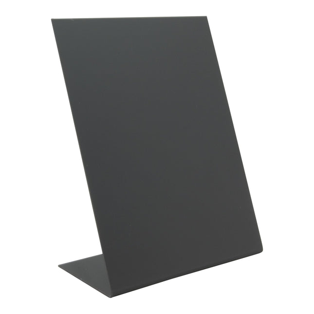 Set of 18 Securit A5 tabletop chalkboards with blank surfaces for writing or display, ideal for menus or signs.