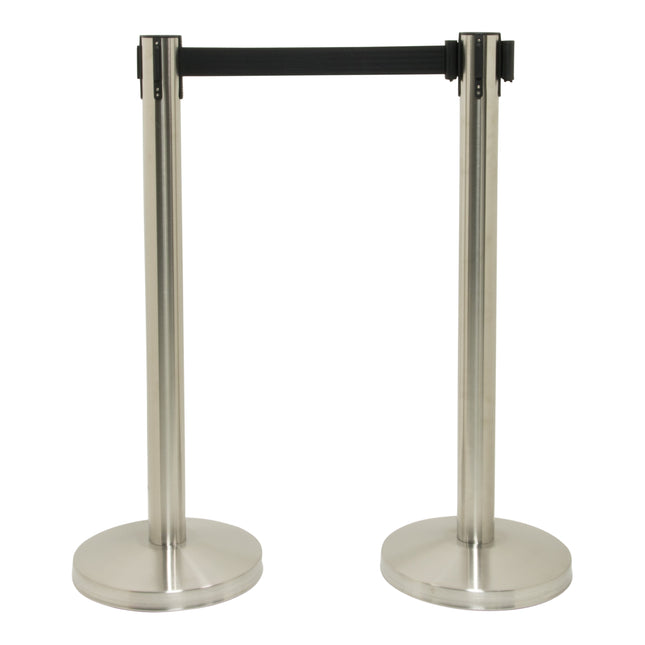 Retractable stainless steel barrier system with 4 poles Custom Wood Designs default-title-retractable-stainless-steel-barrier-system-with-4-poles-53613652017495