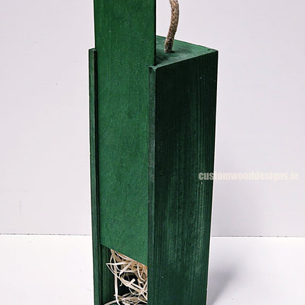 Sliding Lid Bottle Box - Single Green x25 Custom Wood Designs __label: Multibuy Bottle Box Bottle Boxes gift box Gift Boxes Single bottle box wooden Box default-title-sliding-lid-bottle-box-single-green-x25-52616548319575