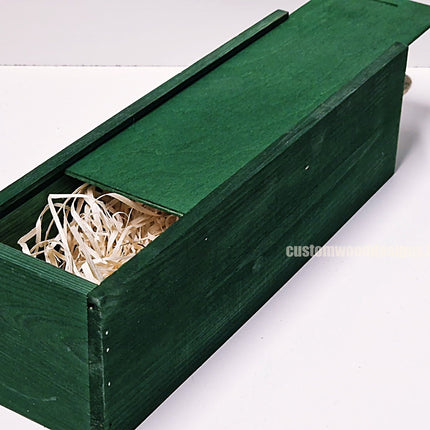 Sliding Lid Bottle Box - Single Green x25 Custom Wood Designs __label: Multibuy Bottle Box Bottle Boxes gift box Gift Boxes Single bottle box wooden Box default-title-sliding-lid-bottle-box-single-green-x25-53613493518679