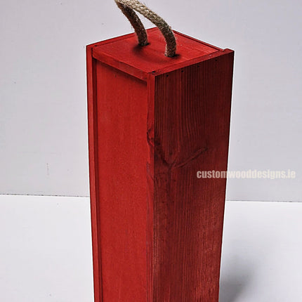 Sliding Lid Bottle Box - Single Red x25 Custom Wood Designs __label: Multibuy Bottle Box Bottle Boxes gift box Gift Boxes Single bottle box wooden Box default-title-sliding-lid-bottle-box-single-red-x25-52616567521623