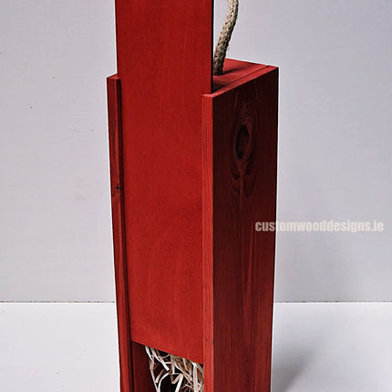 Sliding Lid Bottle Box - Single Red x25 Custom Wood Designs __label: Multibuy Bottle Box Bottle Boxes gift box Gift Boxes Single bottle box wooden Box default-title-sliding-lid-bottle-box-single-red-x25-53613498106199