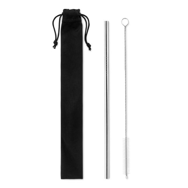 Stainless straw and brush in pouch pack of 100 Custom Wood Designs __label: Multibuy default-title-stainless-straw-and-brush-in-pouch-pack-of-100-53613723484503