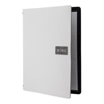 White A4 leather menu pack of 10 Custom Wood Designs __label: Multibuy default-title-white-a4-leather-menu-pack-of-10-53613246677335