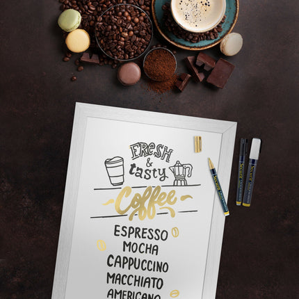 White frame chalkboard 40x30x1cm pack of 6 Custom Wood Designs __label: Multibuy default-title-white-frame-chalkboard-40x30x1cm-pack-of-6-53613366378839