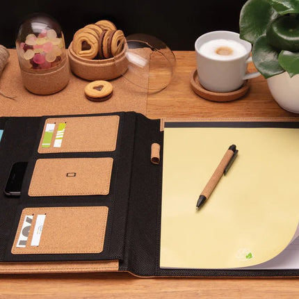Deluxe cork portfolio A4 with pen - hospitality