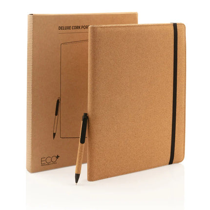 Deluxe cork portfolio A4 with pen - hospitality