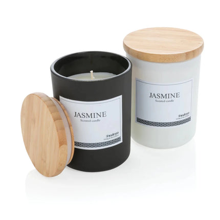 Deluxe scented candle with bamboo lid - hospitality