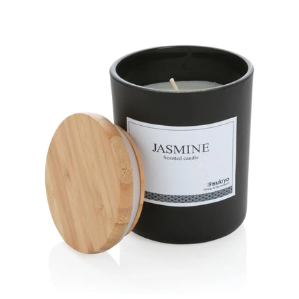 Deluxe scented candle with bamboo lid - hospitality