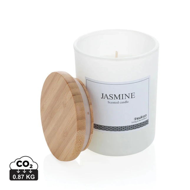 Deluxe scented candle with bamboo lid - hospitality