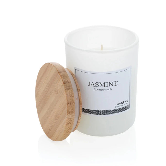 Deluxe scented candle with bamboo lid - hospitality