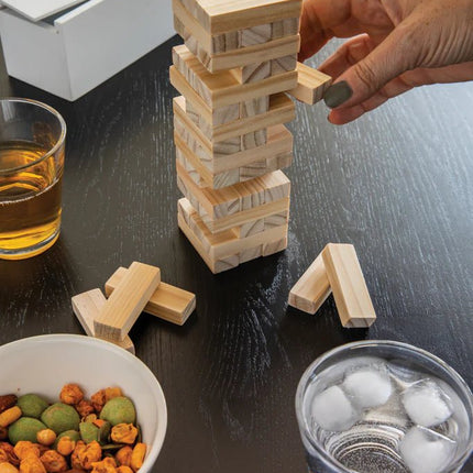Deluxe tumbling tower wood block stacking game - hospitality