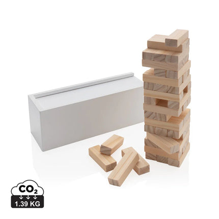 Deluxe tumbling tower wood block stacking game - hospitality