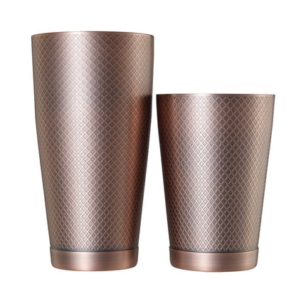 Diamond Lattice shaker/tin set, antique copper, Barfly, 830/530ml - hospitality