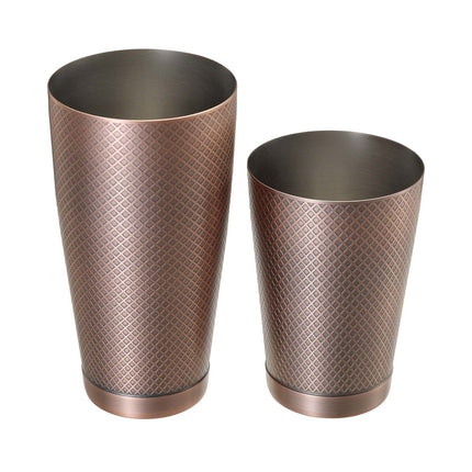 Diamond Lattice shaker/tin set, antique copper, Barfly, 830/530ml - hospitality