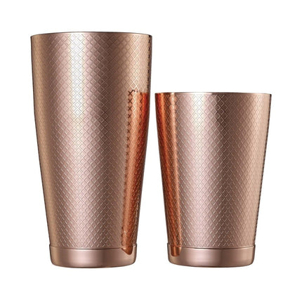Diamond Lattice shaker/tin set, copper, Barfly, 830/530ml - hospitality
