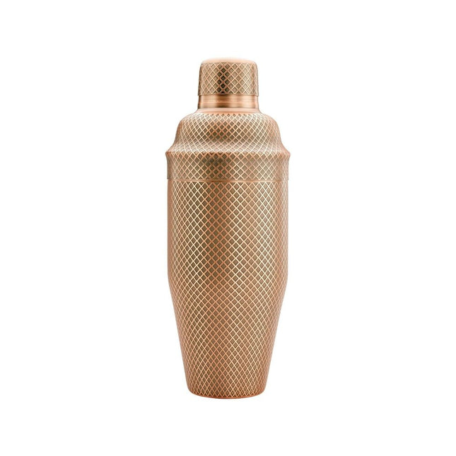 Diamond Lettice Japanese style 3-piece cocktail shaker, antique copper, 700ml - hospitality