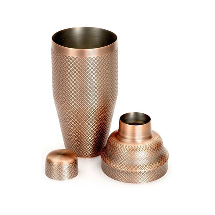 Diamond Lettice Japanese style 3-piece cocktail shaker, antique copper, 700ml - hospitality