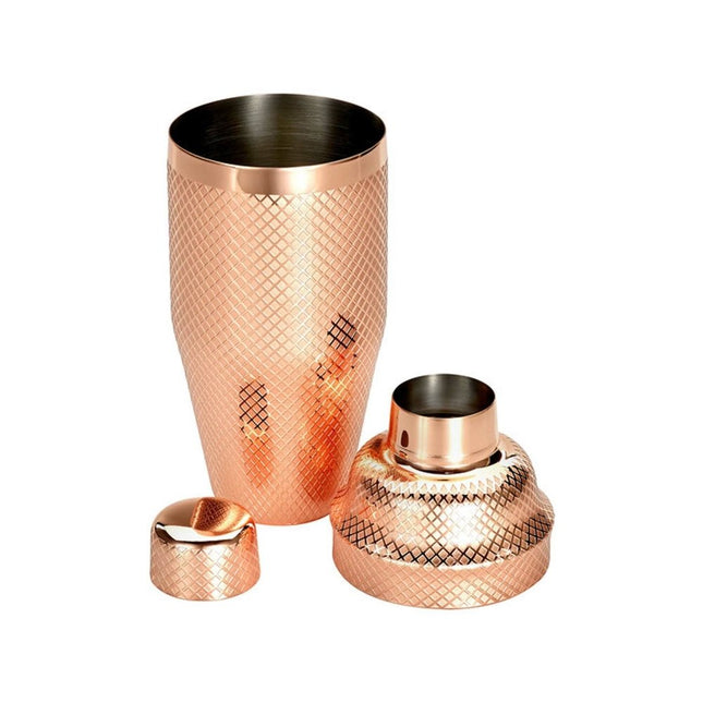 Diamond Lettice Japanese style 3-piece cocktail shaker, copper, 700ml - hospitality