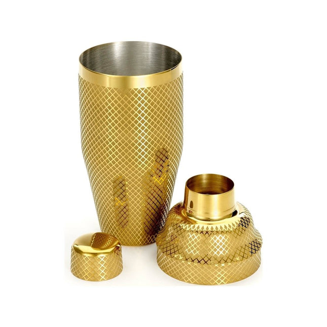 Diamond Lettice Japanese style 3-piece cocktail shaker, gold, 700ml - hospitality