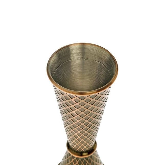 Diamond Lettice Japanese style jigger, antique copper, 30/60ml - hospitality